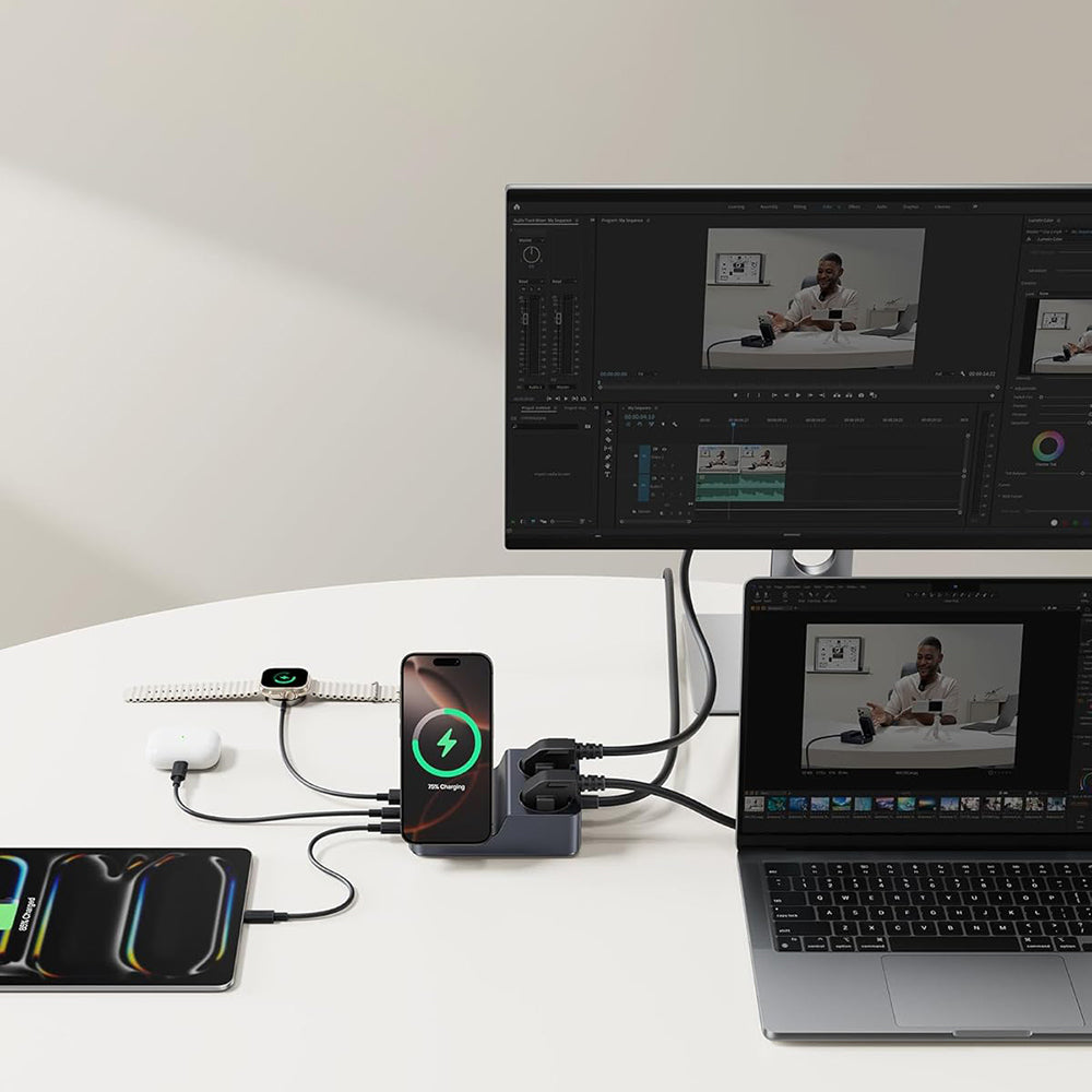 Φορτιστής Σταθμός Baseus Nomos ND11 QI 6in1, 67W, 3.35A, 1 x USB-A - 2 x USB-C - 2 x Schuko, Μαύρο P80015804213-00