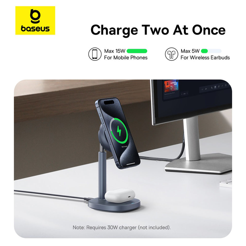 Φορτιστής Δικτύου Ασύρματος Baseus Orbit 2 Pro 2σε1, 20W, 1.67A, Γκρι P10273500813-00