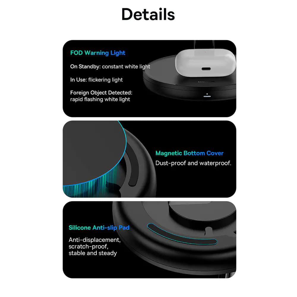 Φορτιστής Δικτύου Wireless Baseus Swan 3in1, 20W, 1.67A, P10221302113-Z1