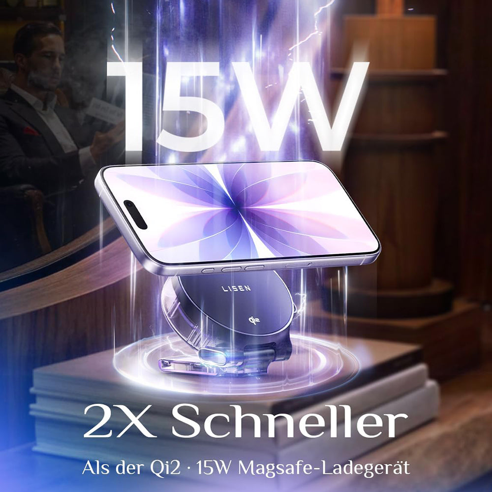 Φορτιστής Δικτύου Ασύρματος Lisen W602 2σε1, 15W, 1.67A, Μαύρος YL0324090008