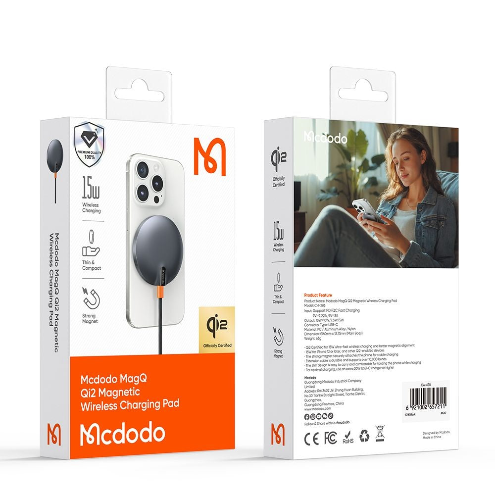 Φορτιστής Δικτύου Ασύρματος McDodo CH-2860 MagQ, 15W, 1.67A, Μαύρο