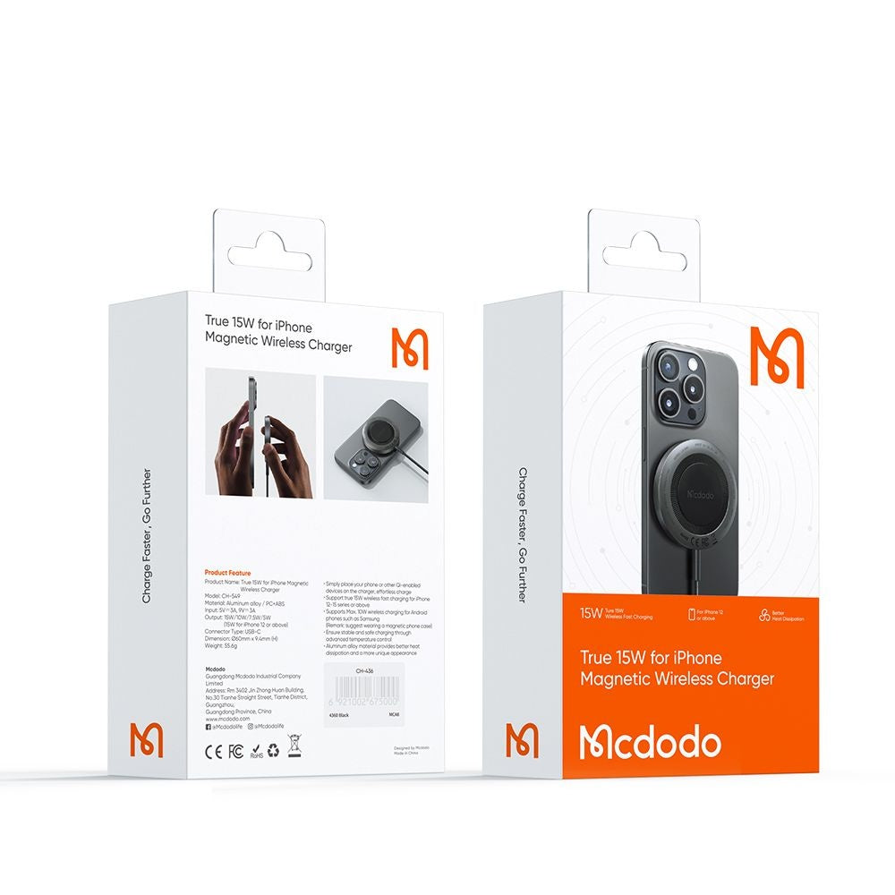 Φορτιστής Δικτύου Ασύρματος McDodo CH-5490, 15W, 1.67A, Μαύρος