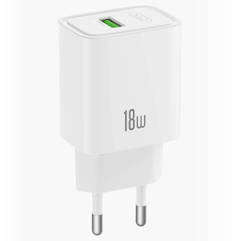 XO Design CE50 Mains Charger, 18W, 3A, 1 x USB-A, White