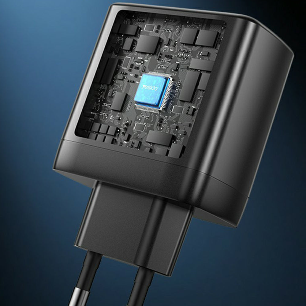 Φορτιστής Δικτύου Yesido YC144, 65W, 3.25A, 1 x USB-A - 2 x USB-C, Μαύρο