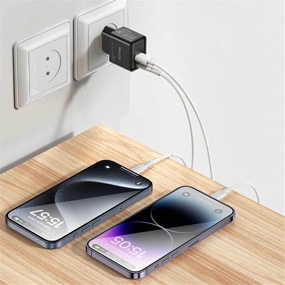 Φορτιστής Δικτύου Yesido YC64, 30W, 3A, 1 x USB-A - 1 x USB-C, Μαύρο