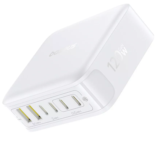 Φορτιστής Σταθμός Baseus EnerFill FH21, 120W, 3.25A, 2 x USB-A - 4 x USB-C, Λευκό E0120T01