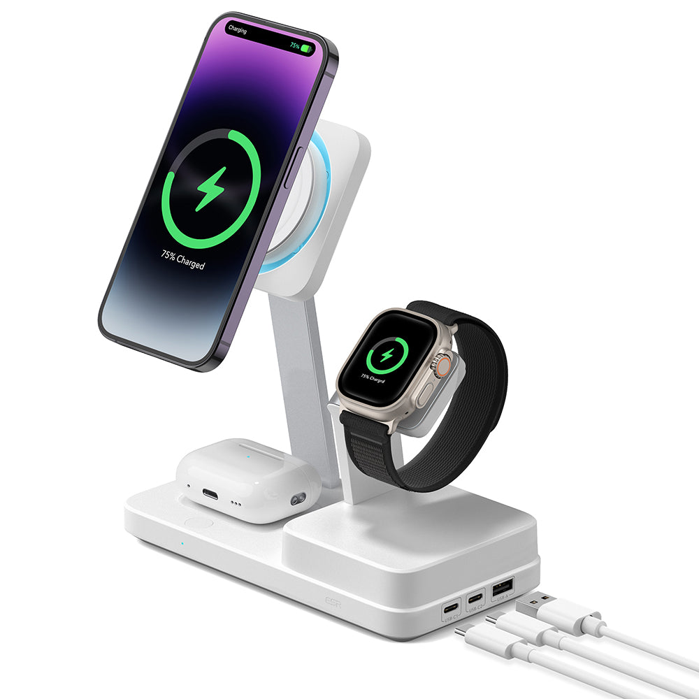 Φορτιστής Σταθμός ESR CryoBoost QI 6σε1, 100W, 2 x USB-A - 1 x USB-C, Λευκό