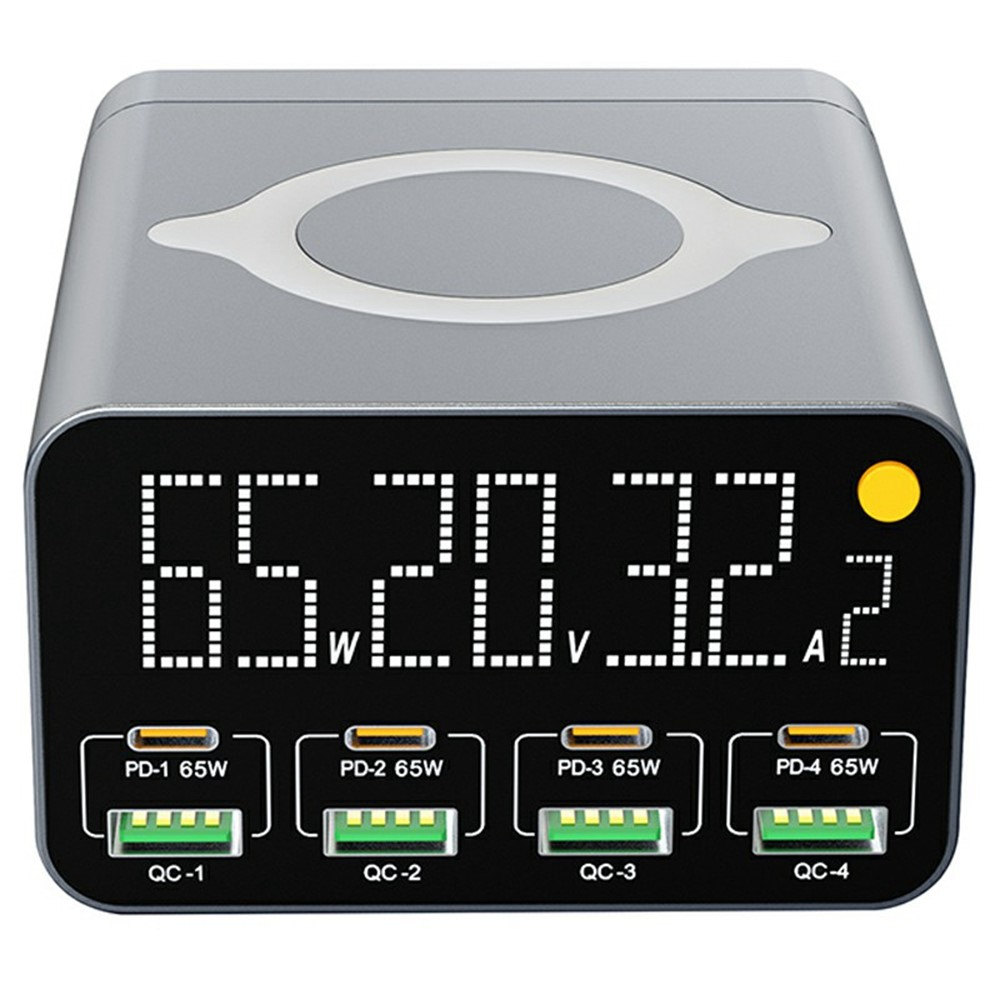 Φορτιστής Σταθμός OEM WLX-M3 QI, 80W, 4 x USB-A - 4 x USB-C, Γκρι