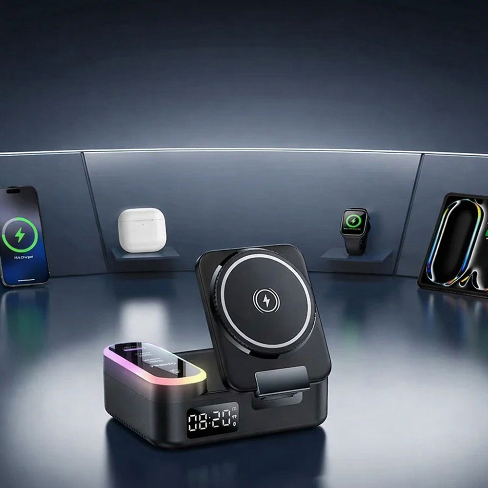 Φορτιστής Σταθμός Yesido DS38 Display QI 3in1, 65W, 3A, 1 x USB-A - 2 x USB-C, Μαύρο