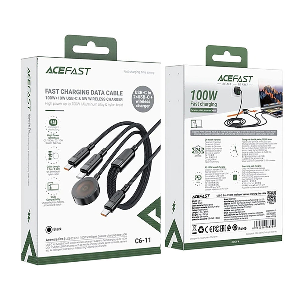 Ασύρματος Φορτιστής Acefast 4σε1 για Apple Watch Series, USB-C, Μαύρο