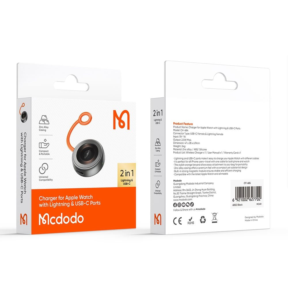 Ασύρματος Φορτιστής McDodo CH-6840 για Apple Watch Series, Μαύρος
