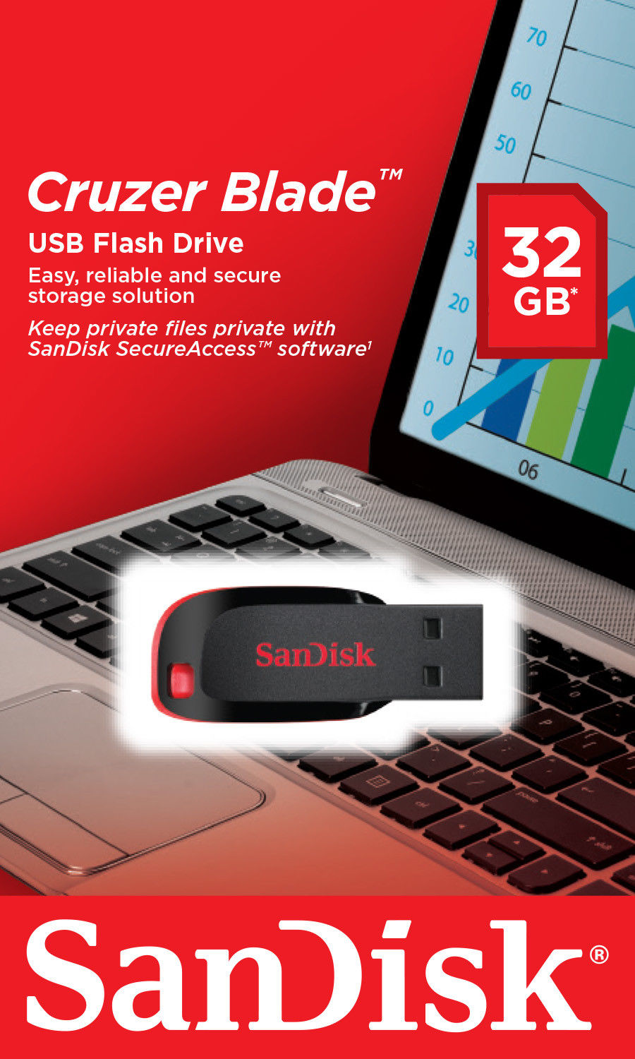 Εξωτερική Μνήμη USB-A SanDisk Cruzer Blade, 32Gb SDCZ50-032G-B35