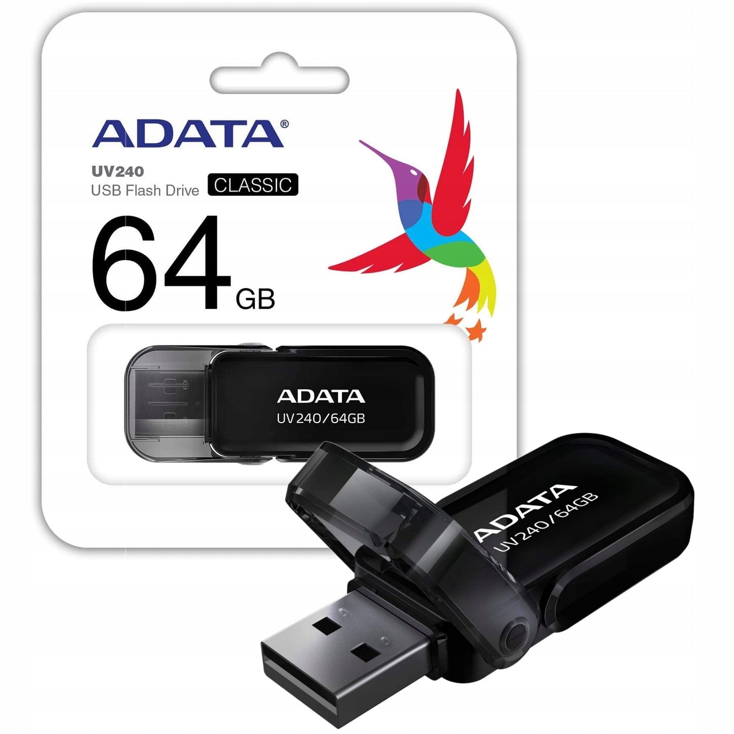 Εξωτερική μνήμη USB-A Adata UV240, 64Gb AUV240-64G-RBK AUV240-64G-RBK