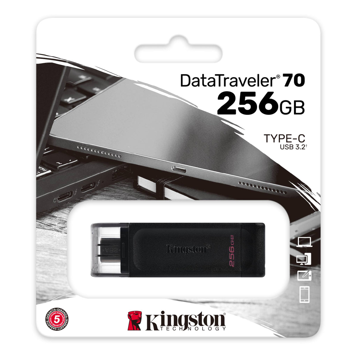 Kingston DT70 USB-C External Memory, 256Gb DT70/256GB