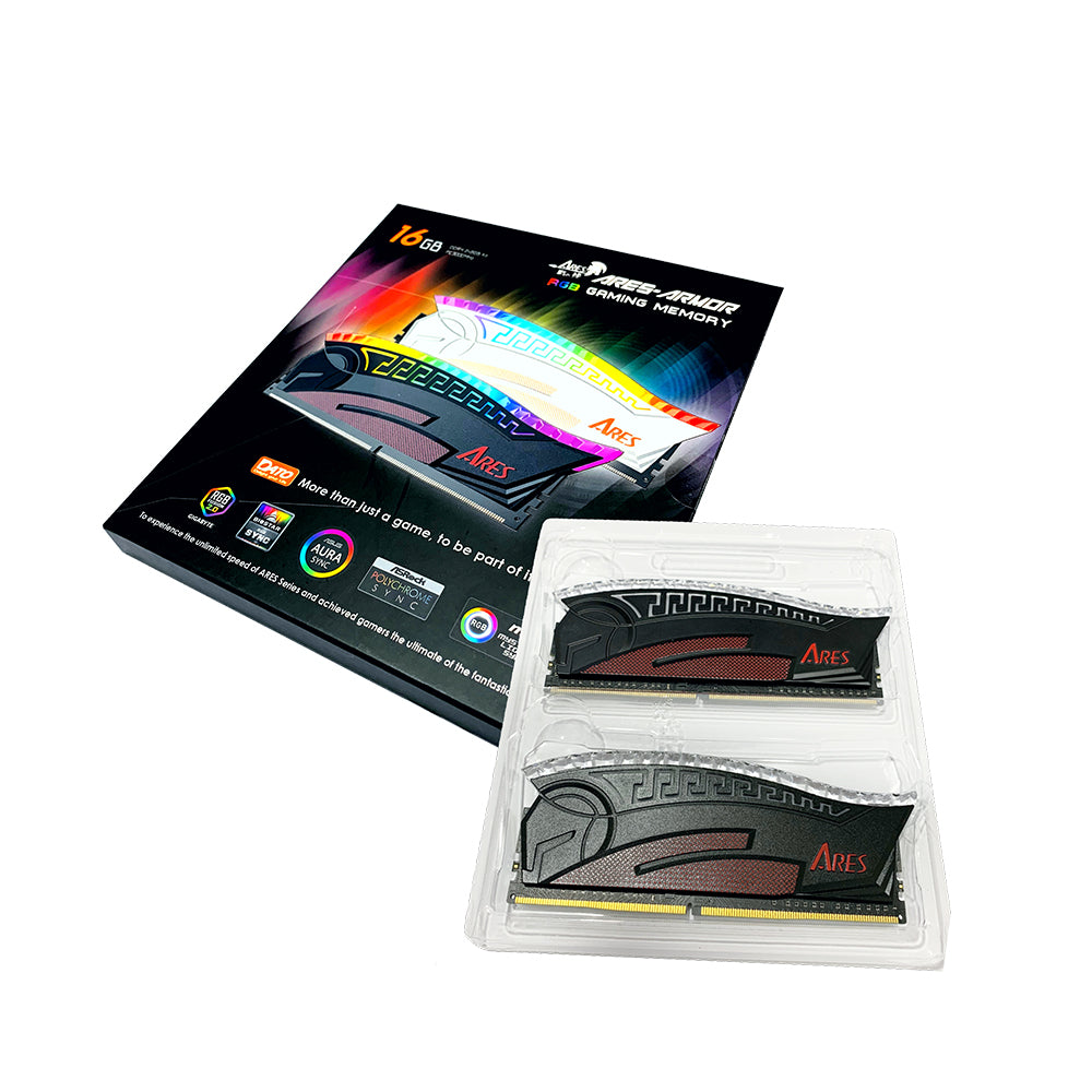 Μνήμη RAM Dato Ares Armor, DDR4, RGB, 2 x 8GB, 3600Mhz, CL18, Μαύρη AMRGB8GX216G36K