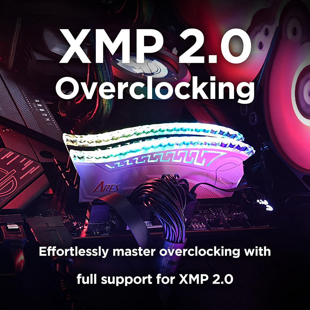 Μνήμη RAM Dato Ares Armor, DDR4, RGB, 8GB, 3600Mhz, CL18, Λευκή AMRGB1G88G36W