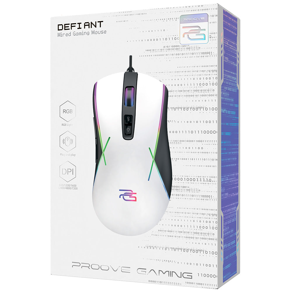 Mouse Gaming Wired USB Proove Defiant, RGB, 7200DPI, Λευκό CMDE00000101