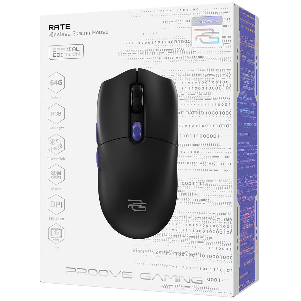 Mouse Gaming Wireless Proove Rate Special Edition, 800DPI - 12000DPI, Μαύρο CMRTWRS03001
