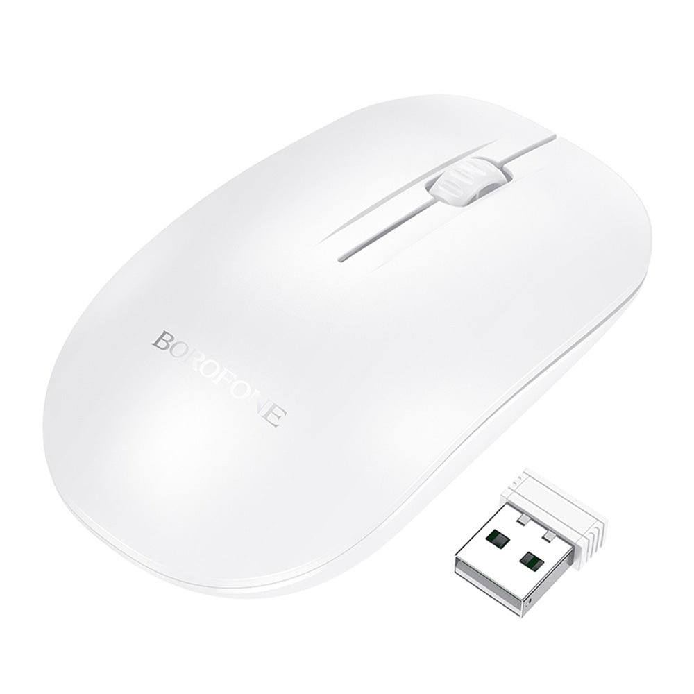 Ασύρματο Ποντίκι Borofone BG14 Planet, 1000DPI, BT / Wi-Fi, Λευκό