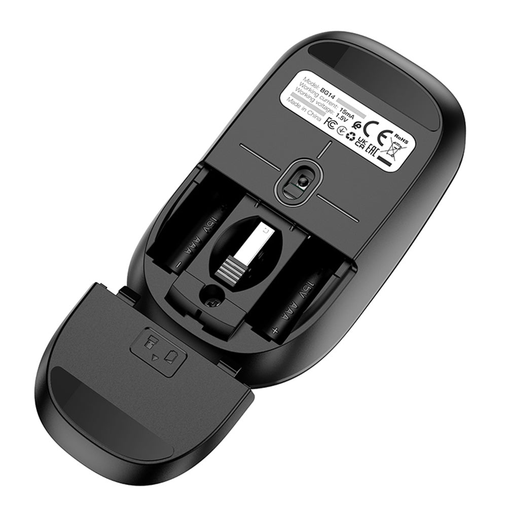 Ασύρματο Ποντίκι Borofone BG14 Planet, 1000DPI, BT / Wi-Fi, Μαύρο