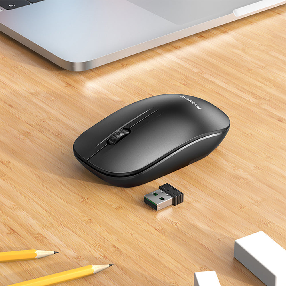 Ασύρματο Ποντίκι Borofone BG14 Planet, 1000DPI, BT / Wi-Fi, Μαύρο