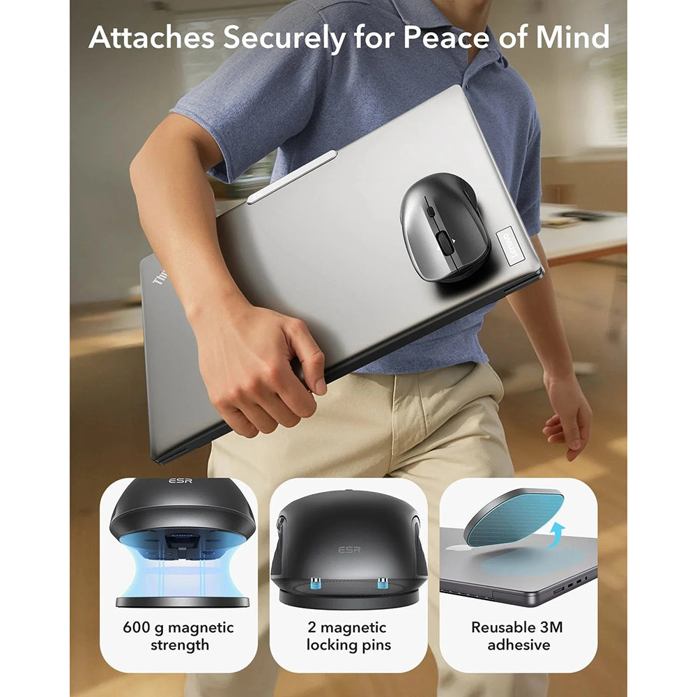 Ασύρματο Ποντίκι ESR MagMouse, 800DPI - 4800DPI, BT / Wi-Fi, Μαύρο