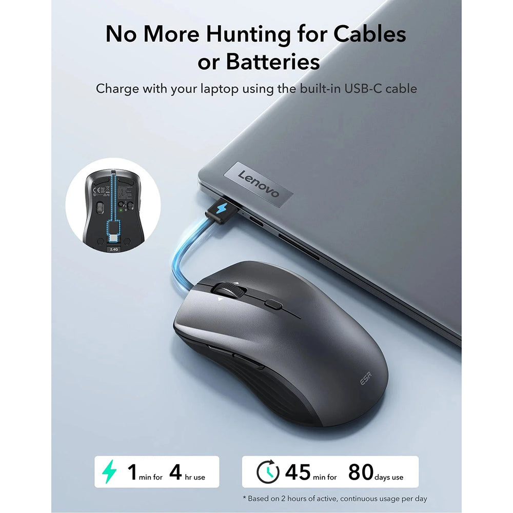 Ασύρματο Ποντίκι ESR MagMouse, 800DPI - 4800DPI, BT / Wi-Fi, Μαύρο