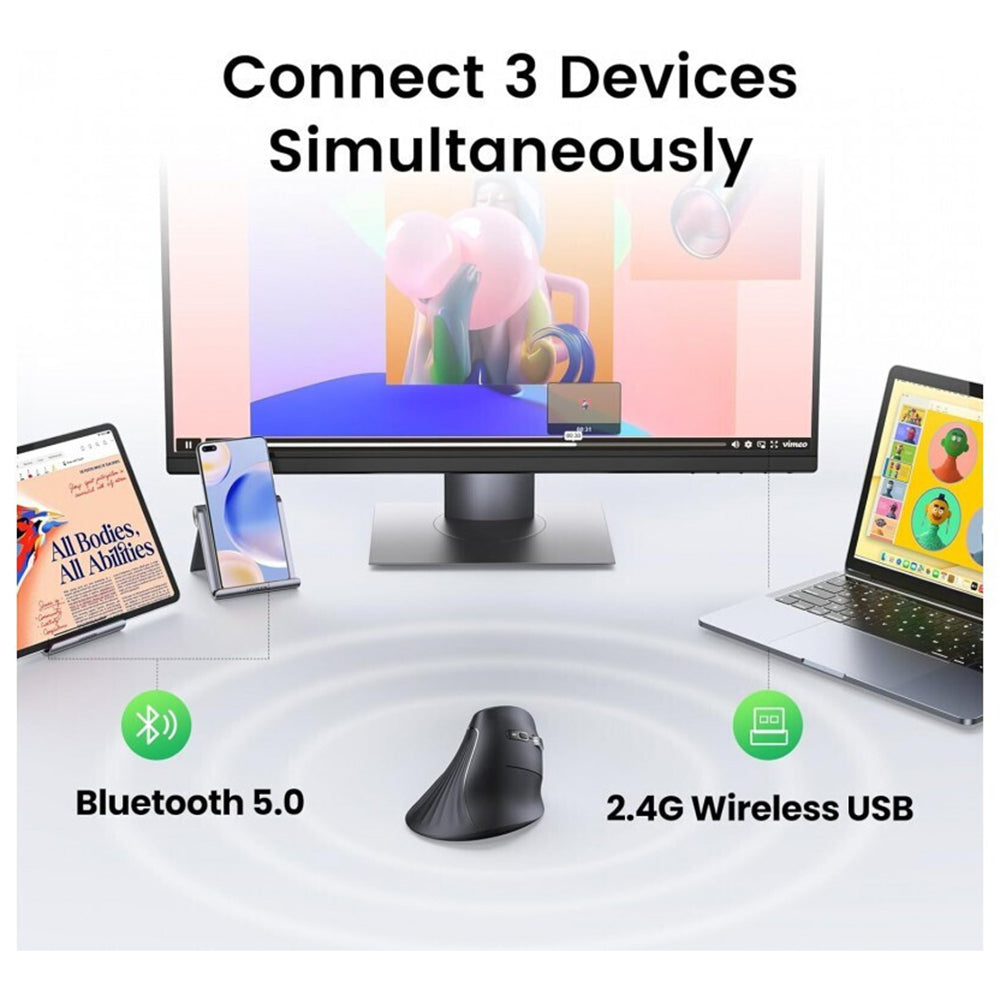 Mouse Wireless UGREEN MU008, 4000DPI, Μαύρο