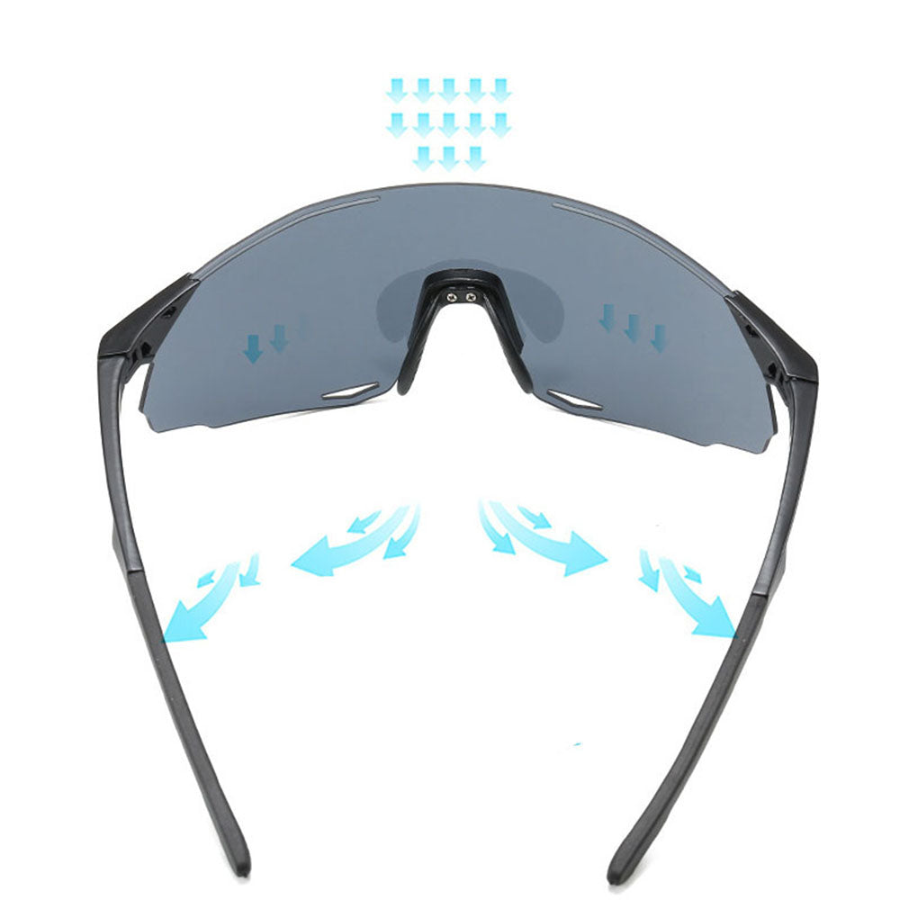 Unisex Techsuit 8853 Cycling Glasses, Black Silver
