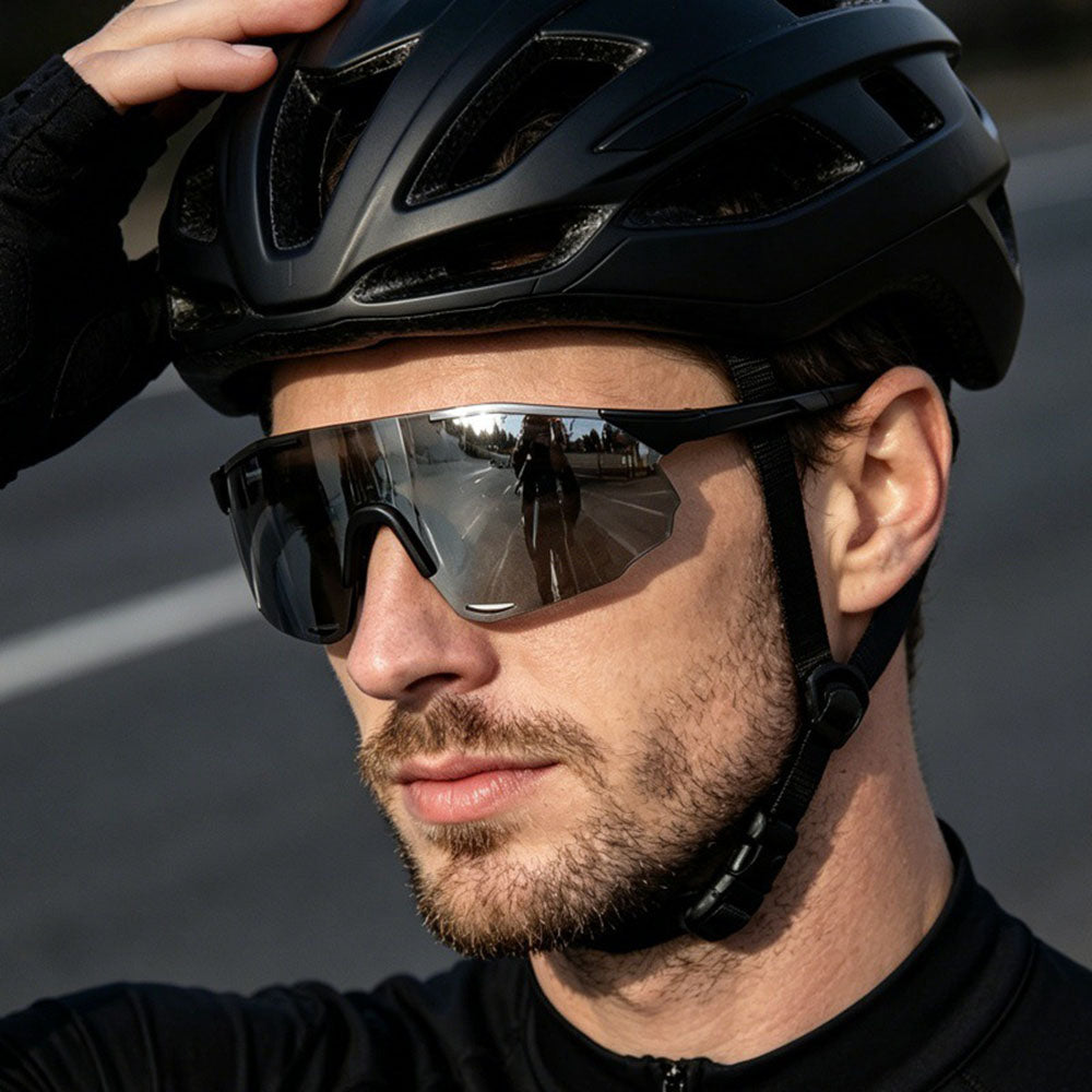 Unisex Techsuit 8853 Cycling Glasses, Black Silver