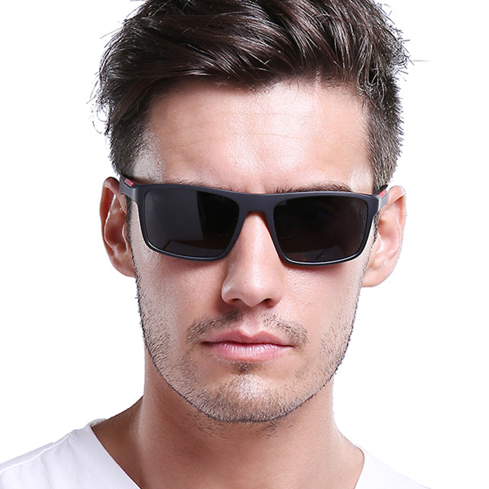 Men's Techsuit TR90 Sunglasses (MM101), Polarized, UV Protection, Matte Black Red
