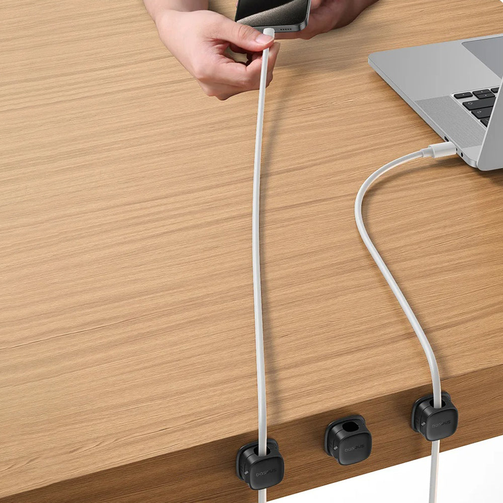 Διοργανωτής Καλωδίων Baseus Lite Magnetic, Σετ 3 Τεμαχίων, Λευκό B01331106211-00