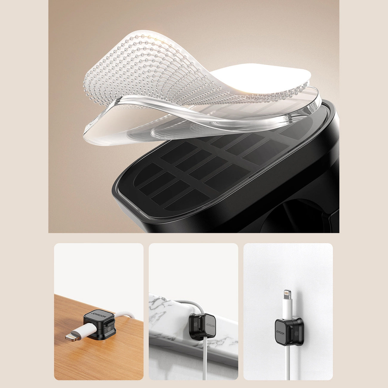 Joyroom JR-ZS368 Cable Organizer, Set of 6 Pieces, Black