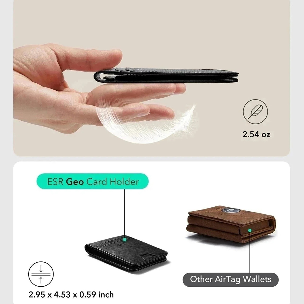 Πορτοφόλι ESR Classic Geo Carbon με λειτουργία Find My και προστασία RFID, Μαύρο, Επανασφραγισμένο