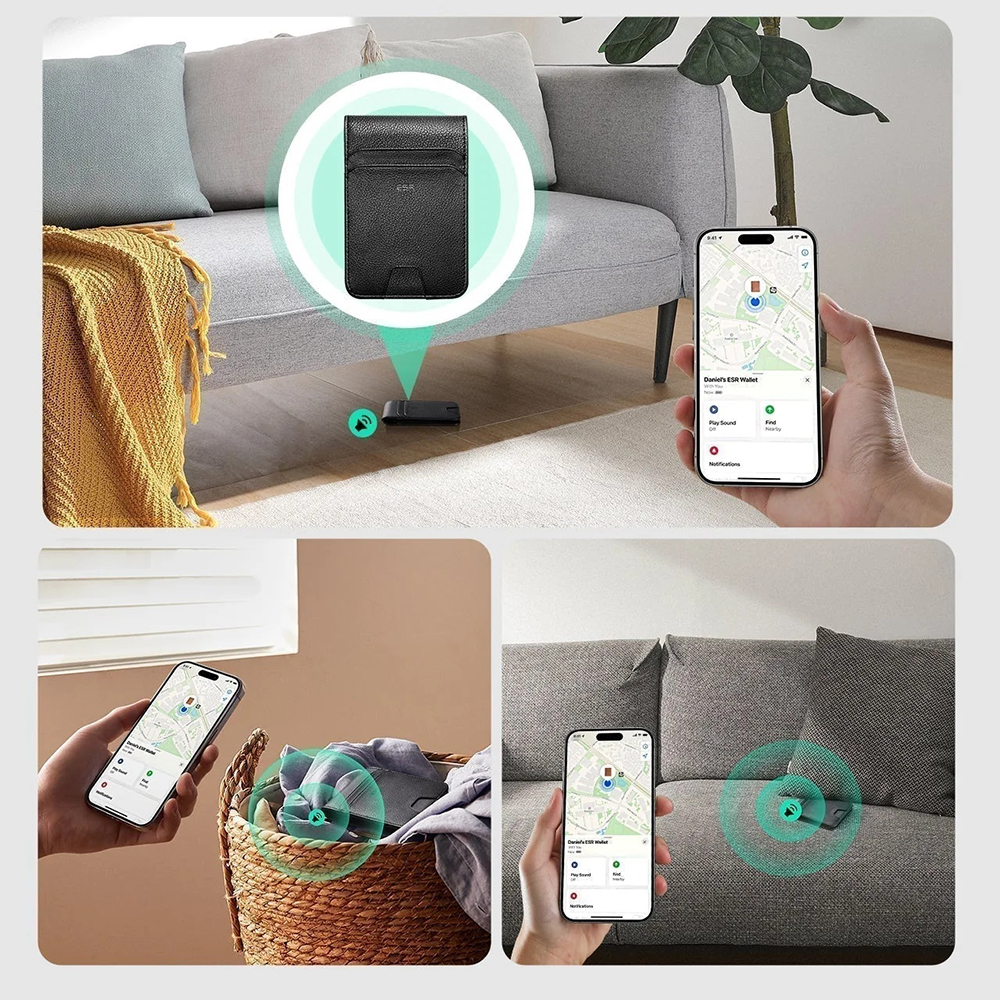 Πορτοφόλι ESR Classic Geo Carbon με λειτουργία Find My και προστασία RFID, Μαύρο, Επανασφραγισμένο
