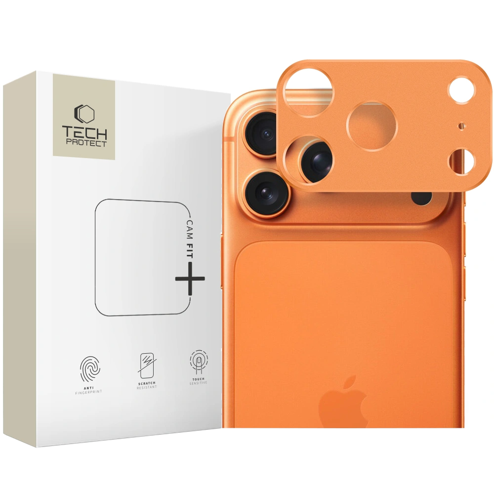 Πλαίσιο προστασίας Πίσω Κάμερας Tech-Protect Camalloy Fit+ για Apple iPhone 17 Pro Max, Αλουμίνιο, Πορτοκαλί