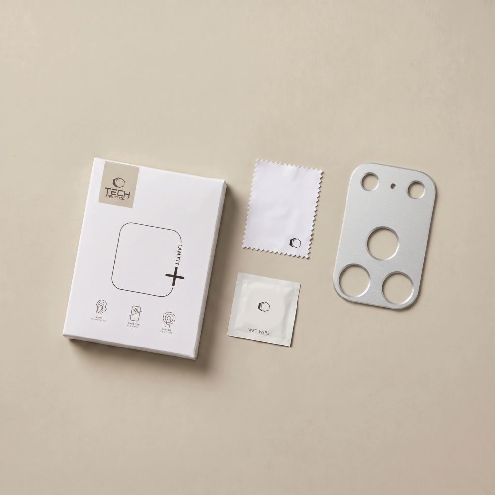Προστατευτικό πλαίσιο πίσω κάμερας Tech-Protect Camalloy Fit+ για Apple iPhone 18 Pro Max, αλουμίνιο, ασημί.