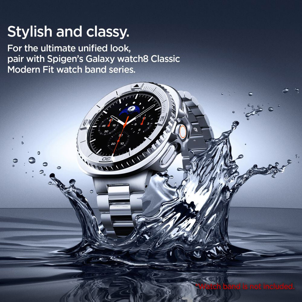 Spigen Tune Pro Pilot Protection Frame for Samsung Galaxy Watch8 Classic, Silver ACS10017