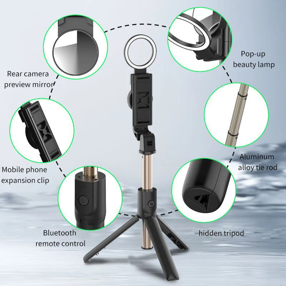 Selfie Stick Bluetooth Techsuit K13, Παγκόσμιος, Μαύρο