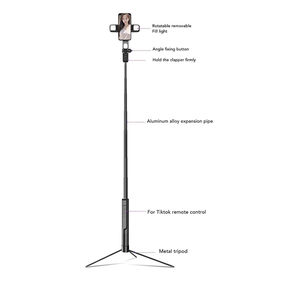 Selfie Stick Bluetooth Techsuit K30S, Universal, Black