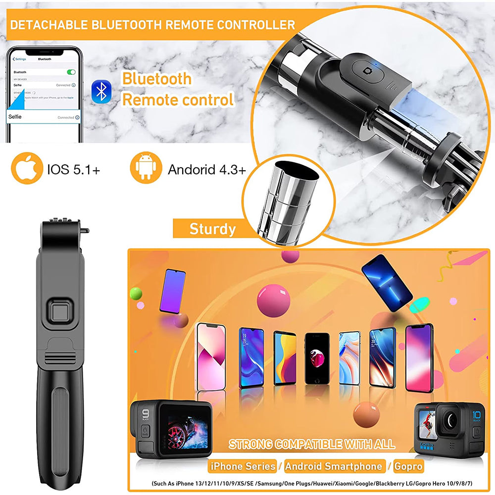 Selfie Stick Bluetooth Techsuit L02, Παγκόσμιος, Μαύρο