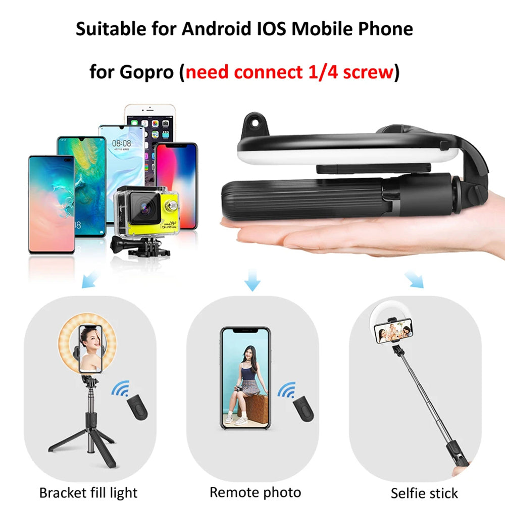 Selfie Stick Bluetooth Techsuit L07, Παγκόσμιος, Μαύρο