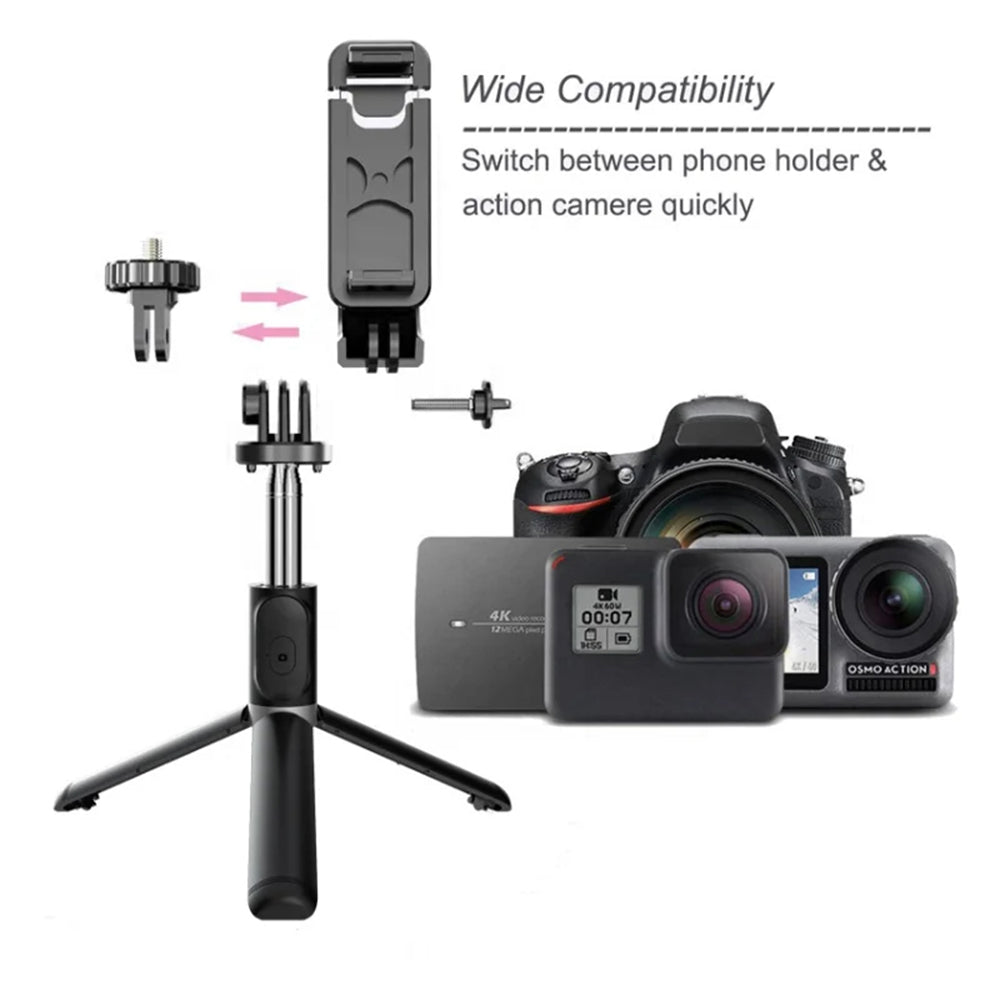 Selfie Stick Bluetooth Techsuit Q02, Παγκόσμιος, Μαύρο