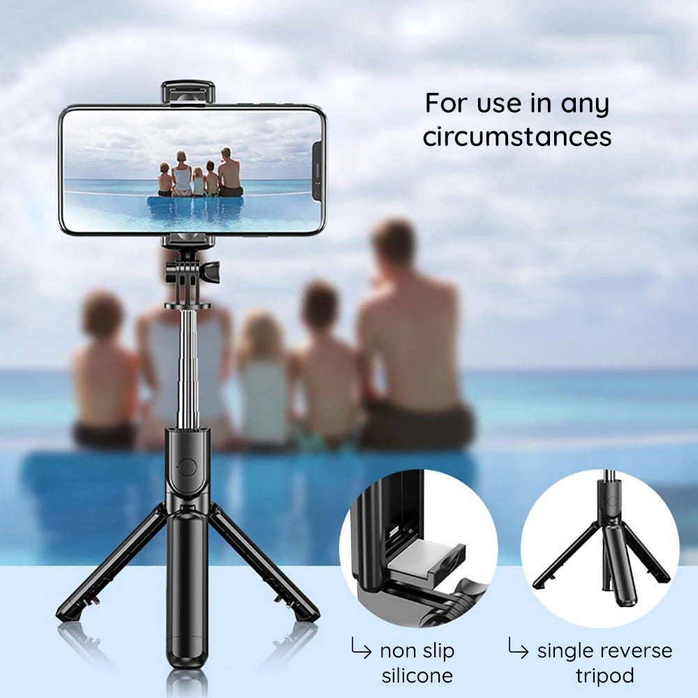 Selfie Stick Bluetooth Techsuit S03, Παγκόσμιος, Μαύρο