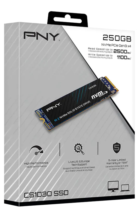 Στερεάς Κατάστασης Δίσκος (SSD) PNY CS1030, 250GB, NVMe M.2 2280, PCIe M280CS1030-250-RB