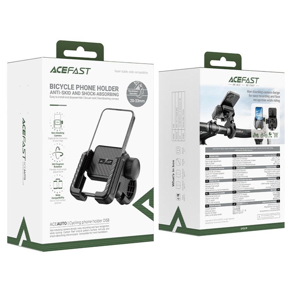 Acefast D58 Bicycle Motorcycle Mount, 4.7inch - 6.9inch, Black