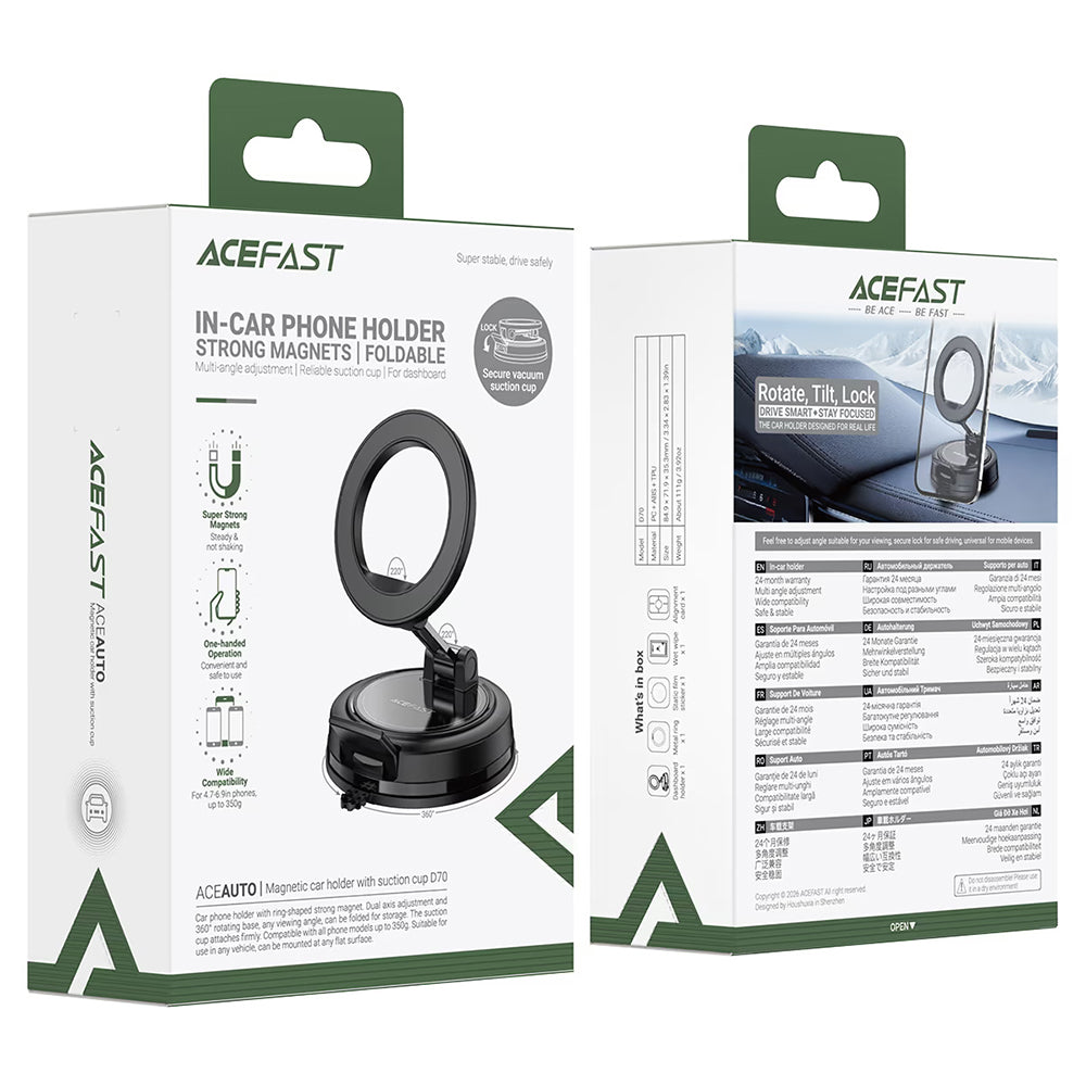 Μαγνητική Βάση Αυτοκινήτου Acefast D70, 4.7 ίντσες - 6.9 ίντσες, Μαύρο
