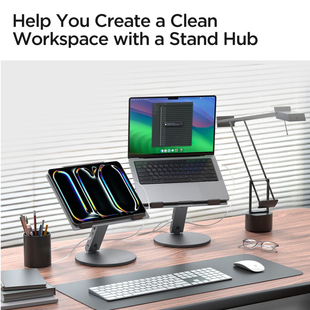 Βάση με Hub Spigen LD204H για Laptop μέγιστο 15.6 ιντσών, Γκρι AMP08885