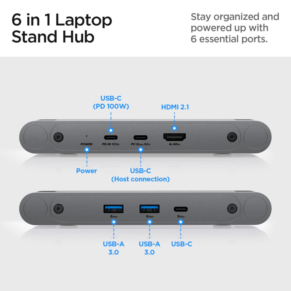 Βάση με Hub Spigen LD204H για Laptop μέγιστο 15.6 ιντσών, Γκρι AMP08885
