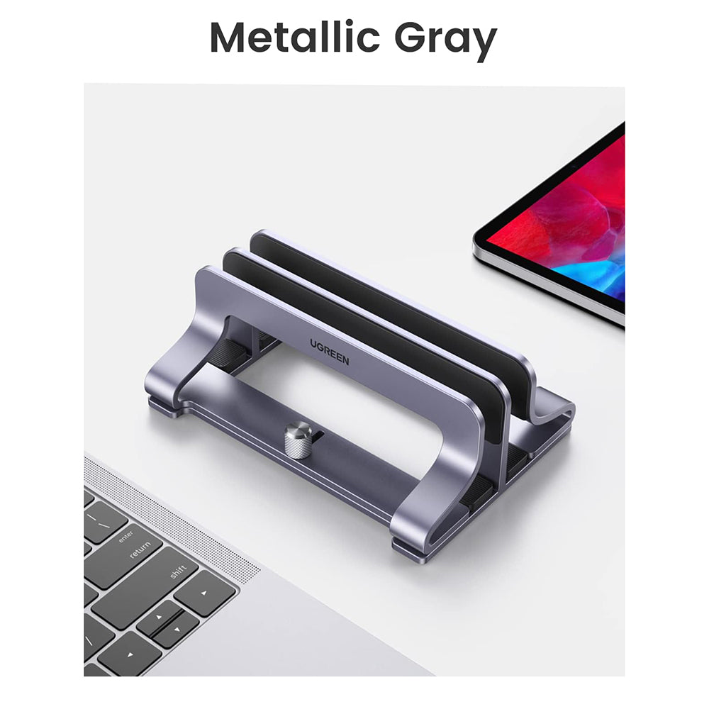 Κάθετη Βάση UGREEN LP258 Two για Laptop με πάχος 12mm - 26mm, Ασημί